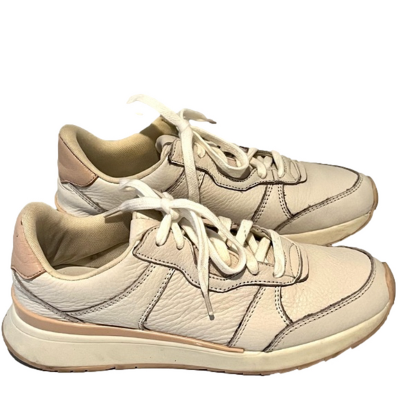 Zara Off White and Pink Leather Lace Up Chunky Sneakers size 7 - Picture 2 of 7